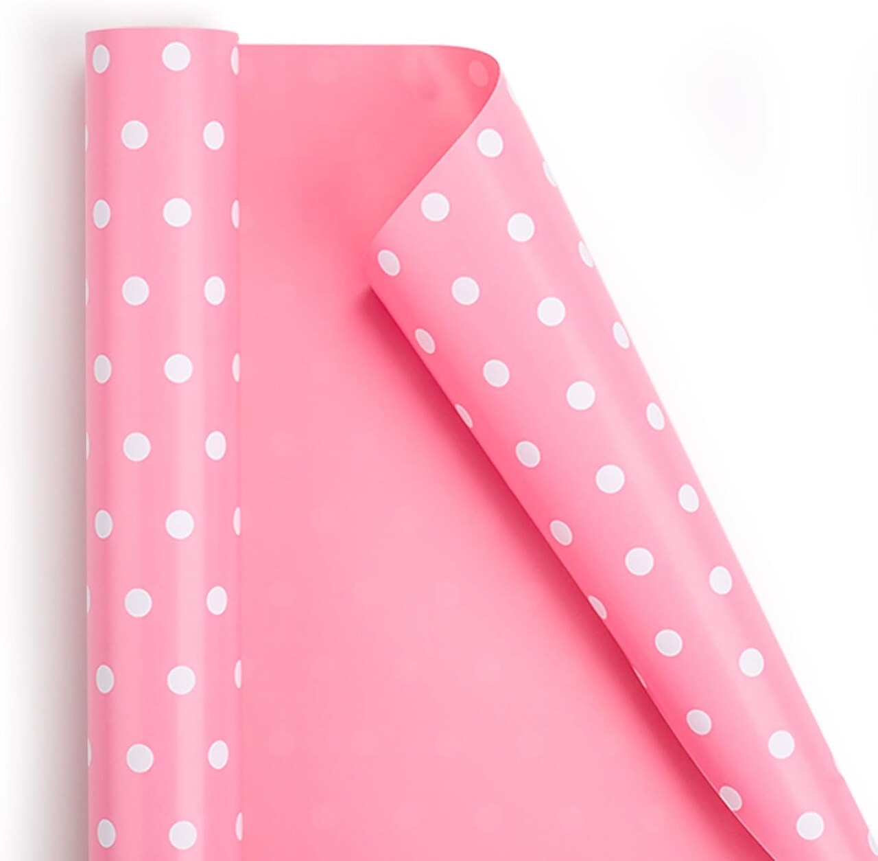 Pink Reversible Wrapping Paper Roll – Polka Dot Gift Wrap for Girls, Birthday, Wedding, Baby Shower & All Holidays (17" x 32.8')